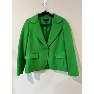 Talbots Seasonless Wool Single-Button Blazer Bright Green Size 8 Tailored Jacket